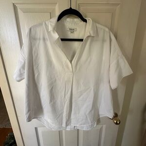 Madewell White V-Neck Short Sleeve Women's Top